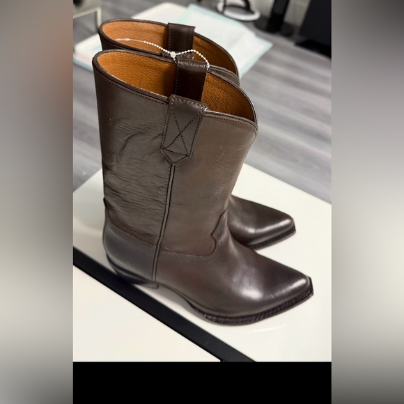 Frye Austin Inside Zip Leather Western Boots Chocolate Brown Women's Size 6.5M - Picture 6 of 10